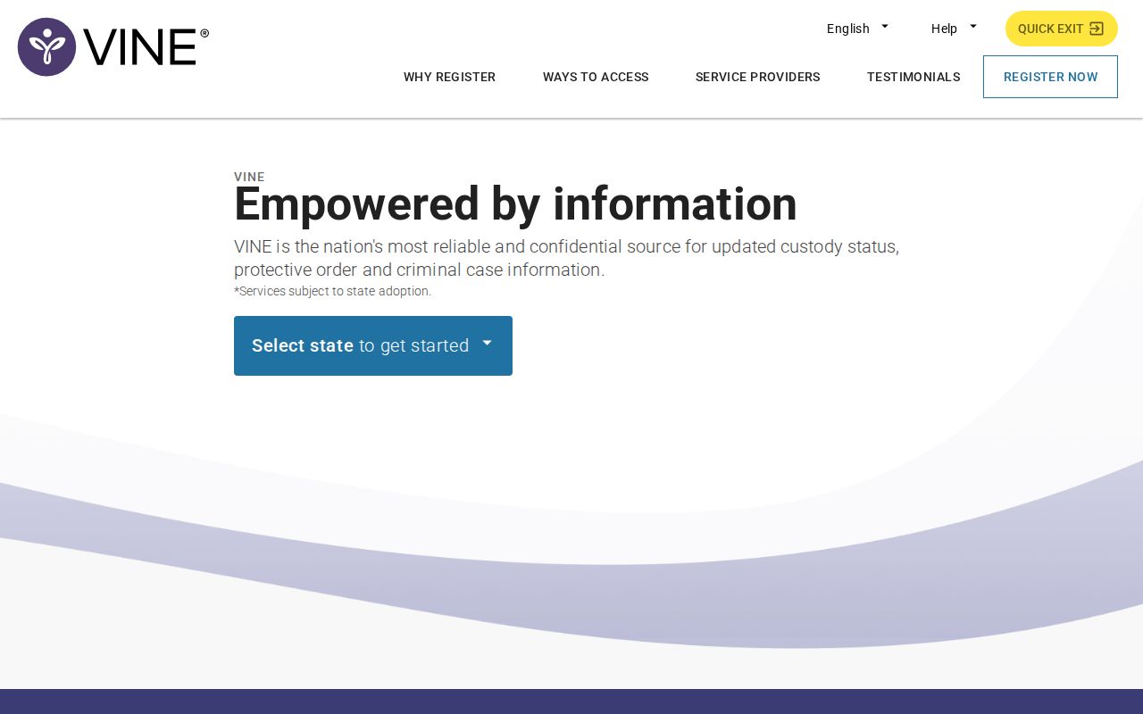 VINELink public custody information landing page